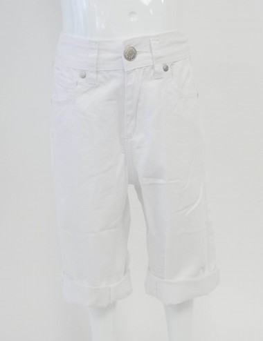 E13 Short enfant jean blanc
